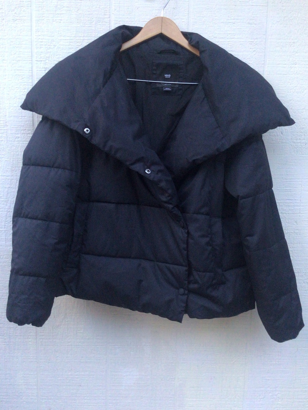 Mango puffer black water repellent jacket coat